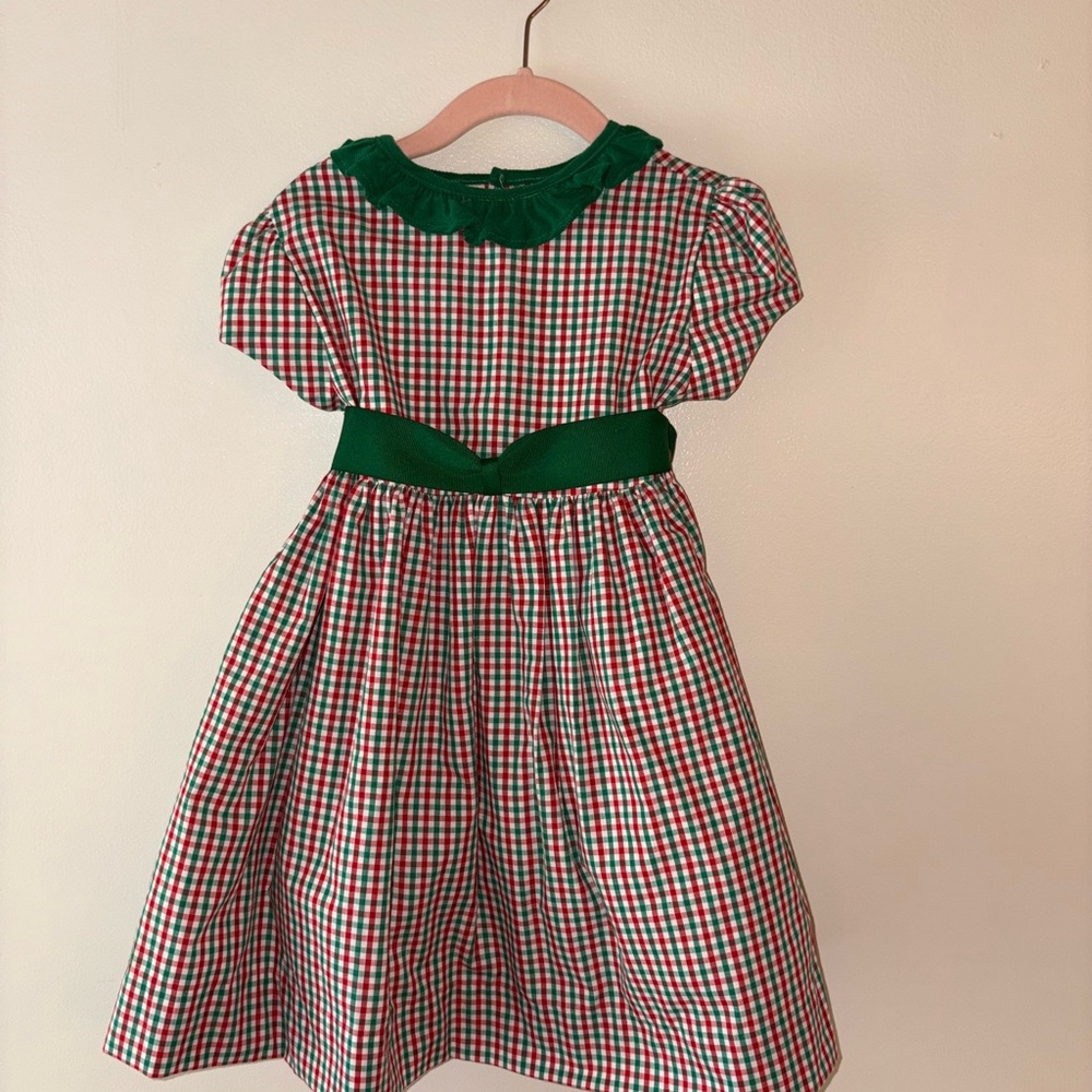 Bailey Boys Girls Christmas Holiday Plaid Dress with Green Accents
